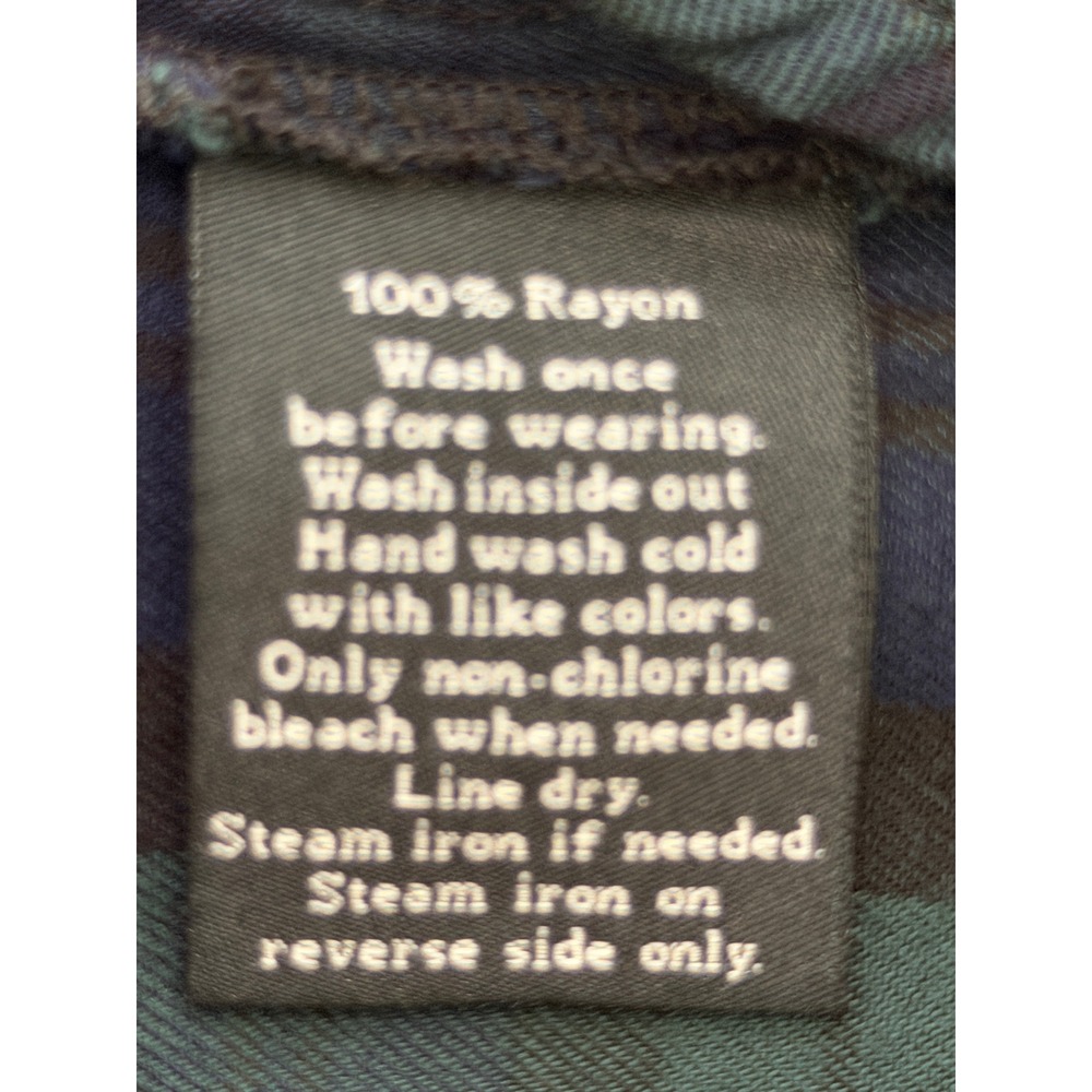 Rock & Republic Green Navy Blue Plaid Star Print Button Down Shirt Large - Picture 7 of 7